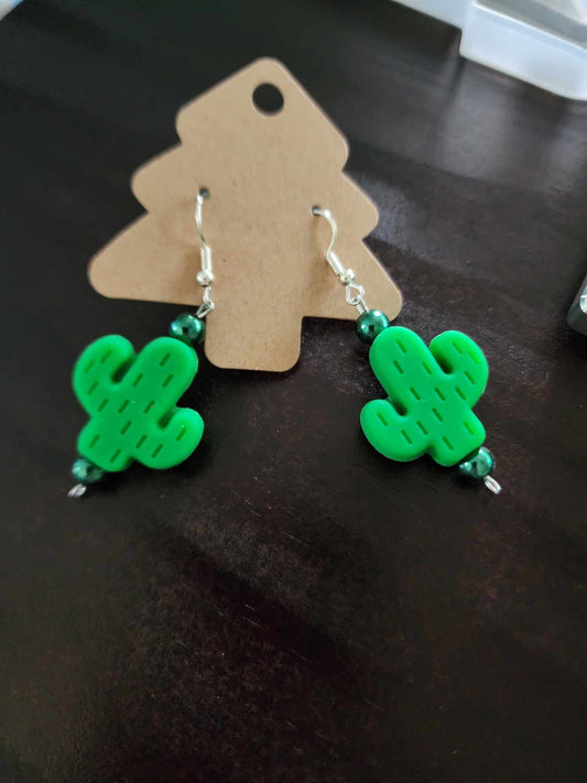 Green Cactus Earrings