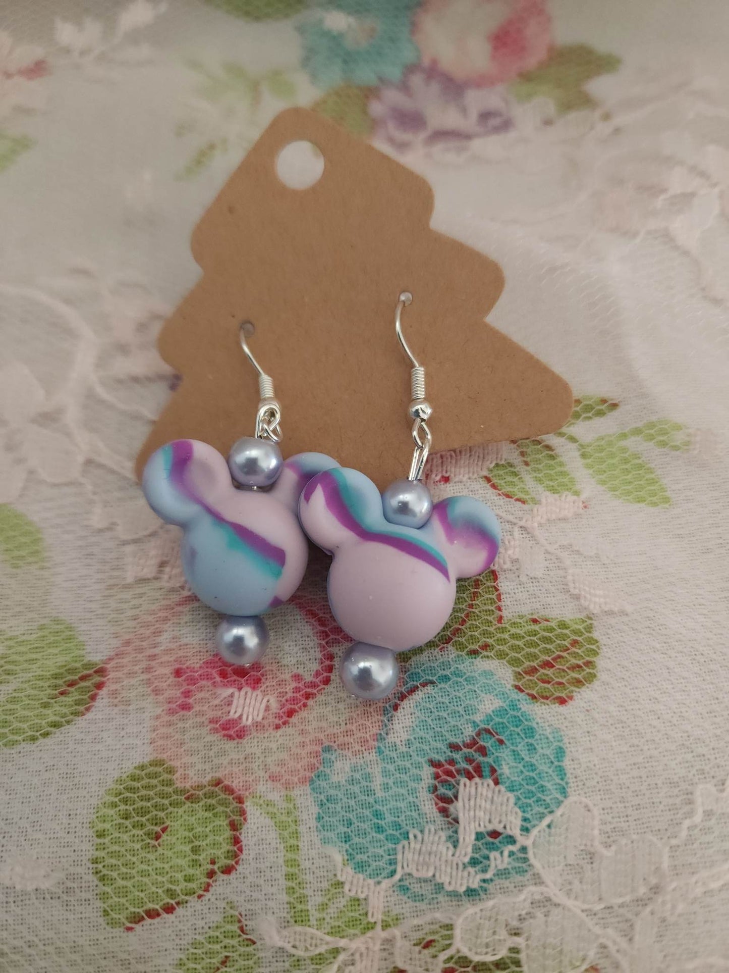 Blue/Purple Marble Dangle Earrings