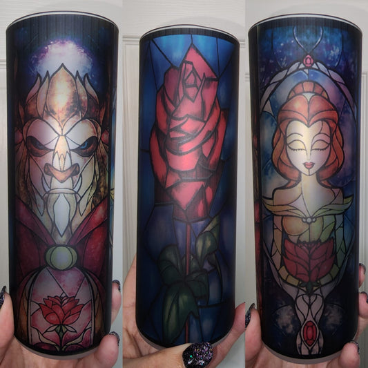 Princess/Rose/Beast 20 oz Glass Tumbler