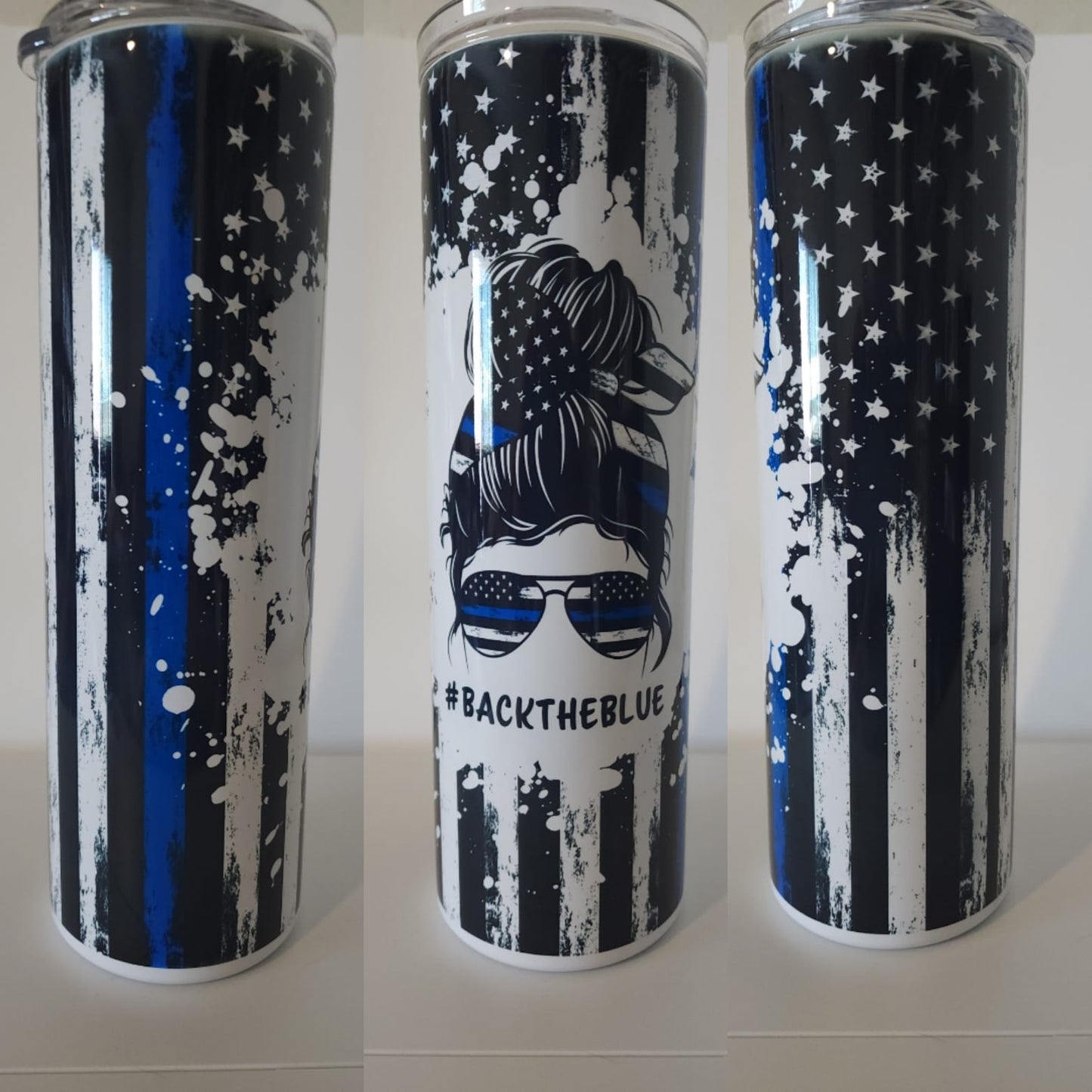 Back the Blue Messy Bun 30 oz