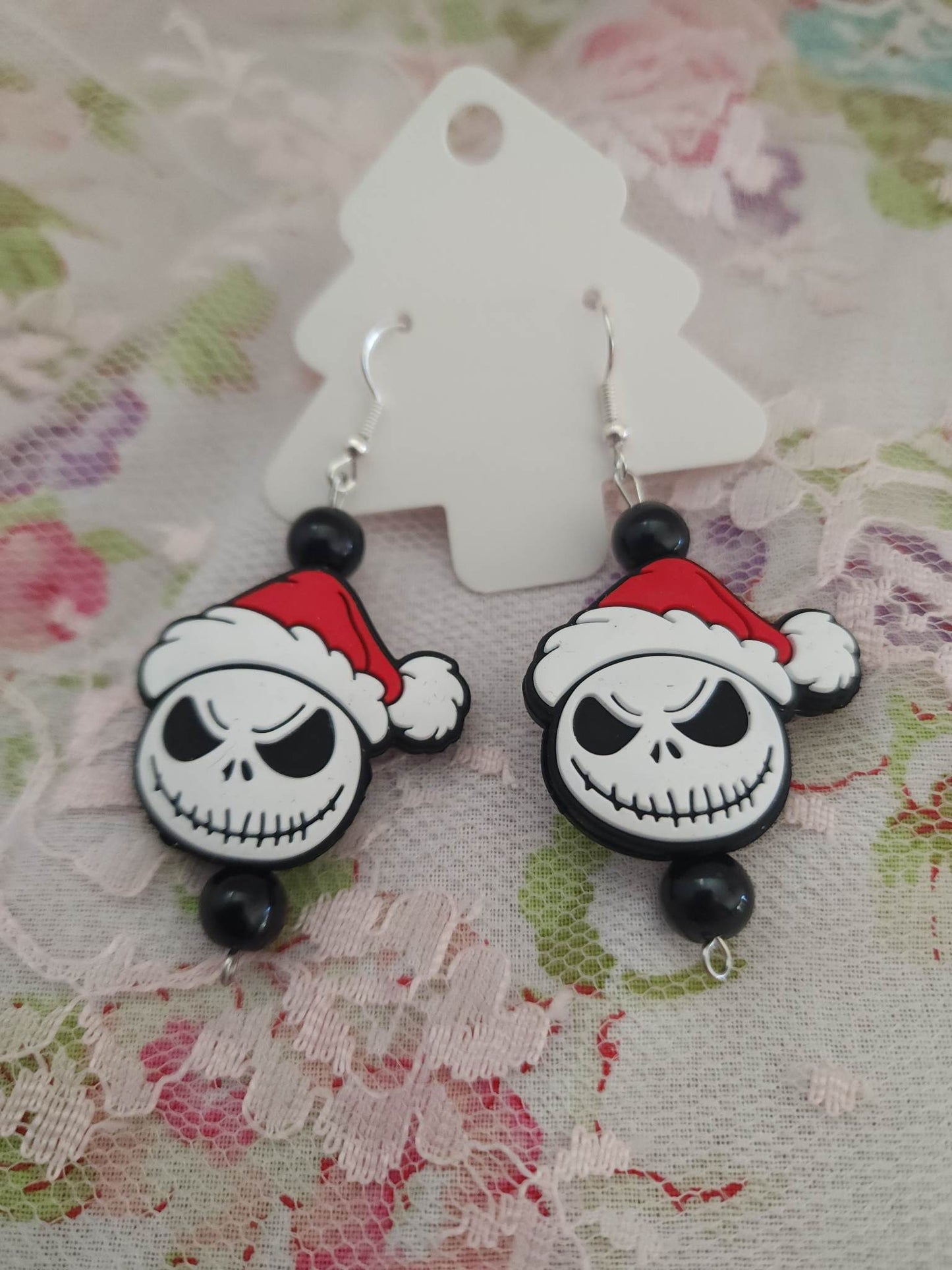 Red Hat Skeleton Man Dangle Earrings