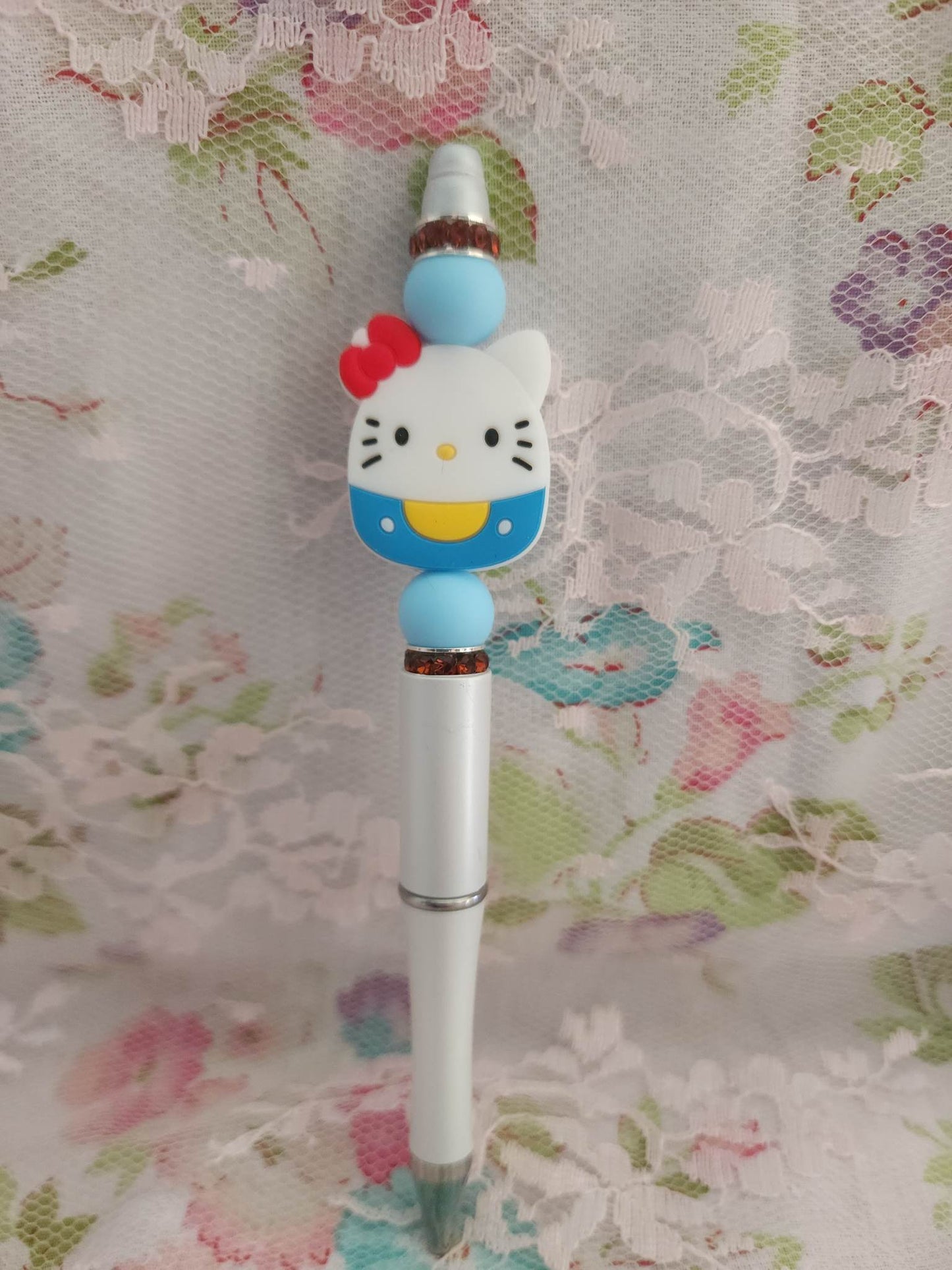 Blue Kitty Beaded Pen