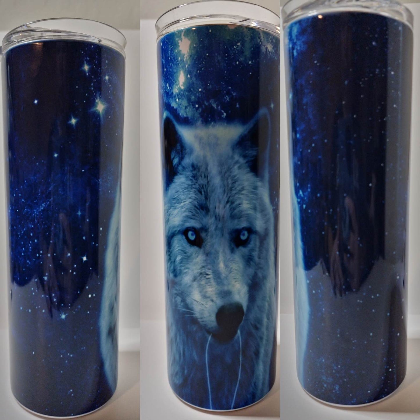 Starry night White Wolf 20 oz Tumbler