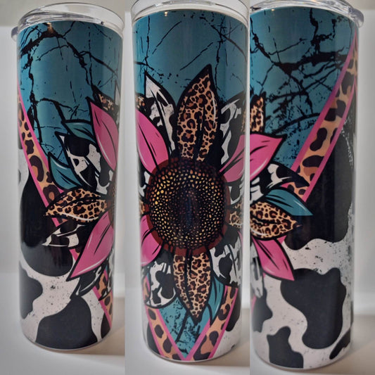 Animal Print Sunflower 20 oz Tumbler