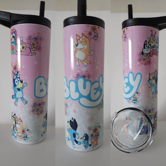 Blue dog cartoon Pink BG 20 oz DUO