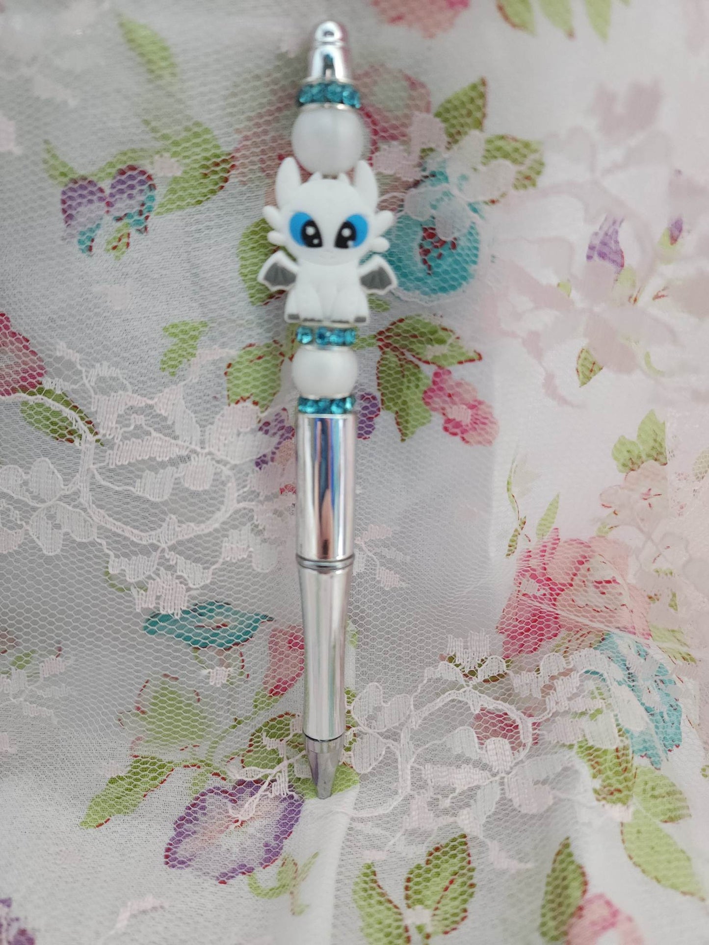 White Dragon Beaded Pen
