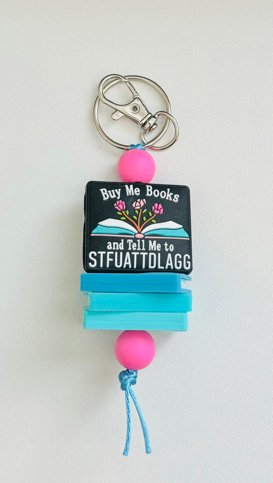 Buy me books black keychain