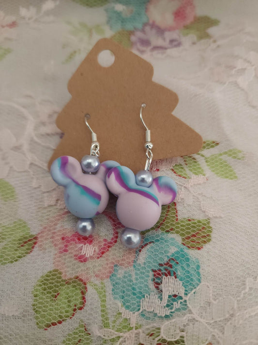 Blue/Purple Marble Dangle Earrings