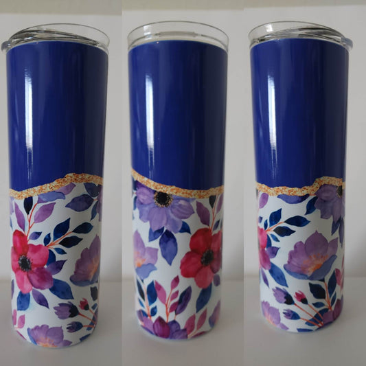 Purple/Floral split 20 oz Tumbler