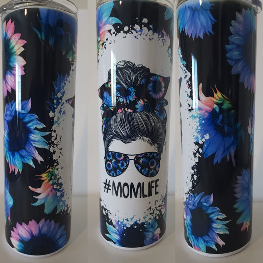 Rainbow Sunflower Mom LIfe 30 oz