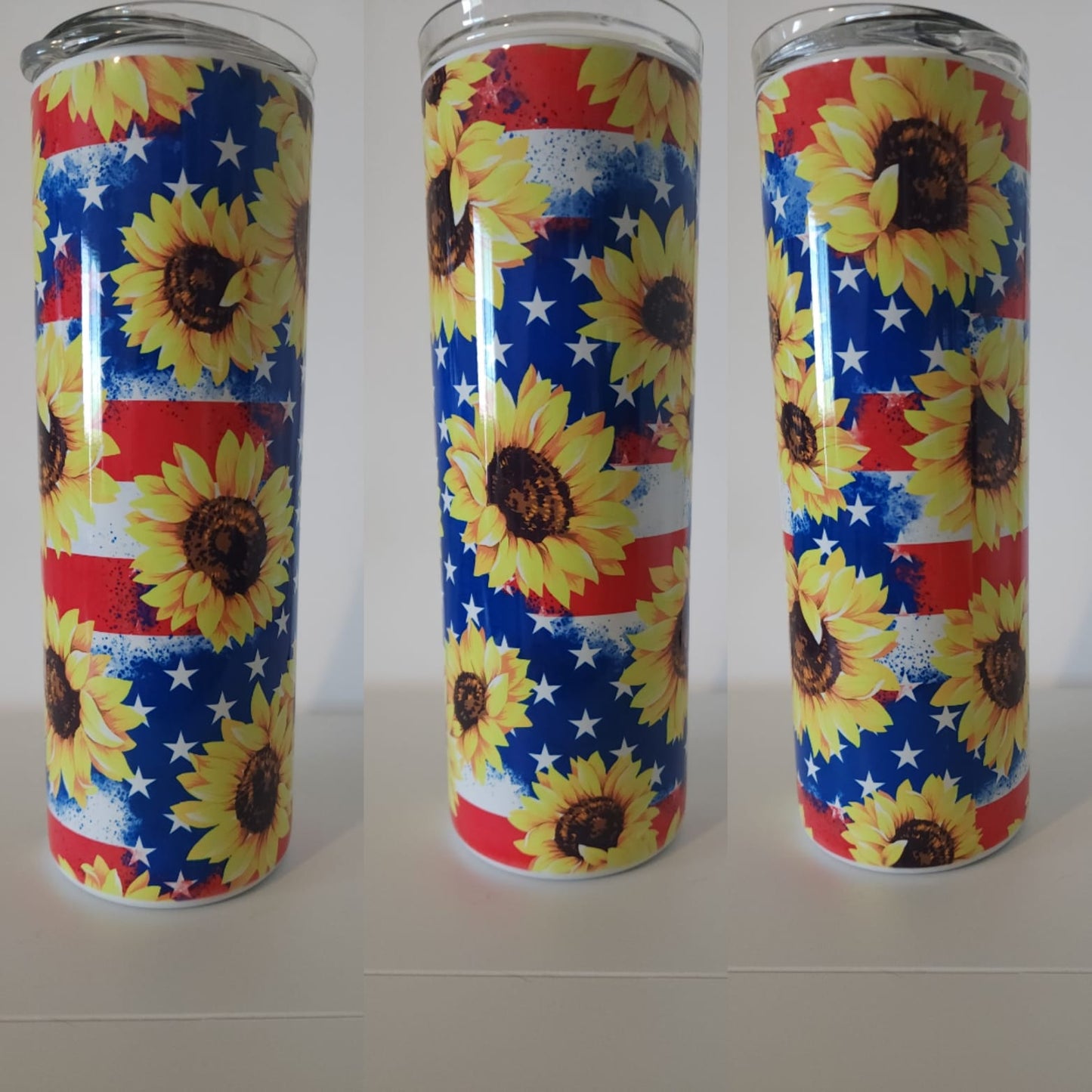 Red, White, Blue Sunflowers 20 oz