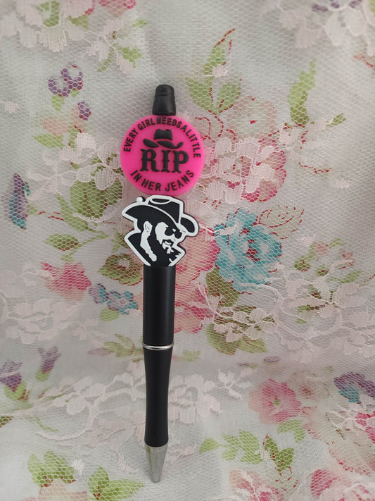 Pink Every girl needs a little RIP Beaded Pen