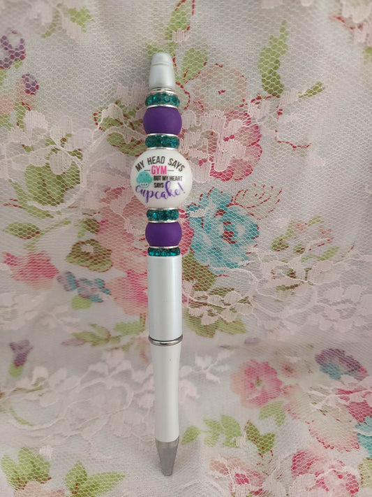 Head Gym, Heart Cupcake Beaded Pen