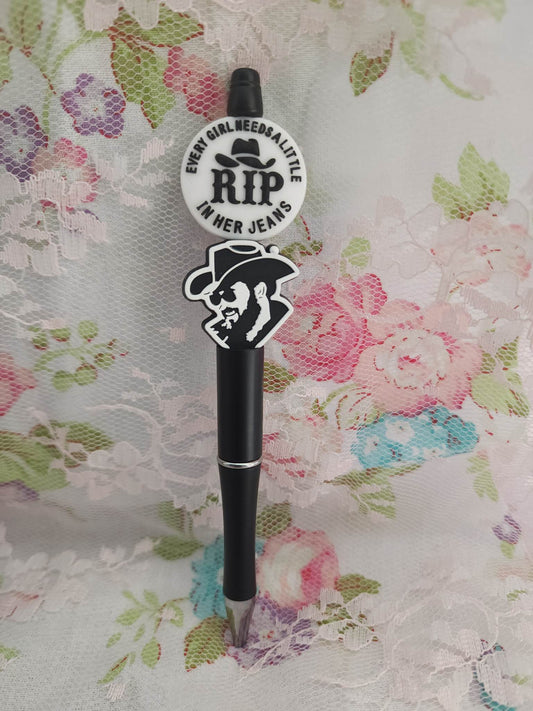White every girls needs a little RIP Beaded Pen