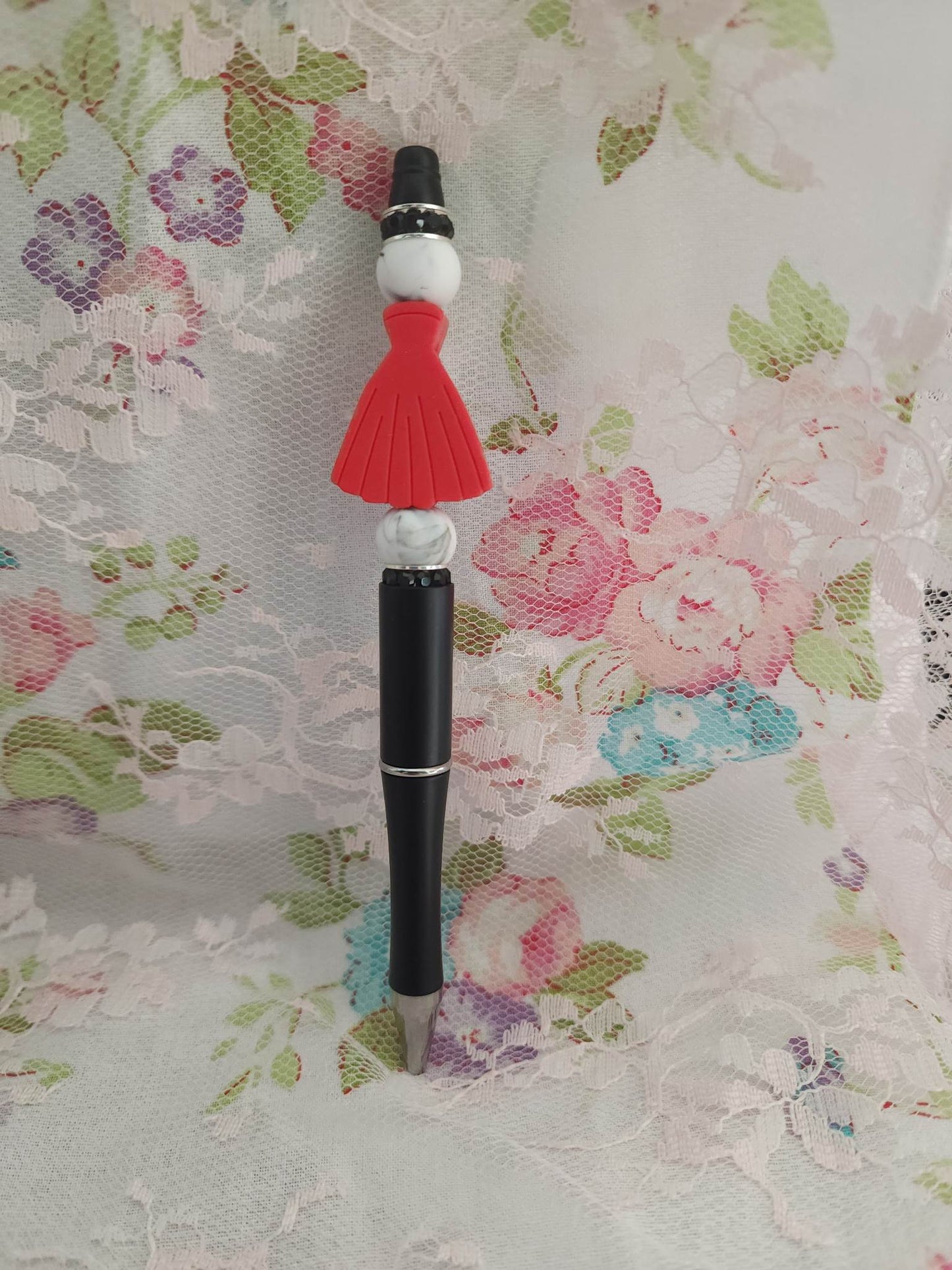 Red Dress Beaded Pen