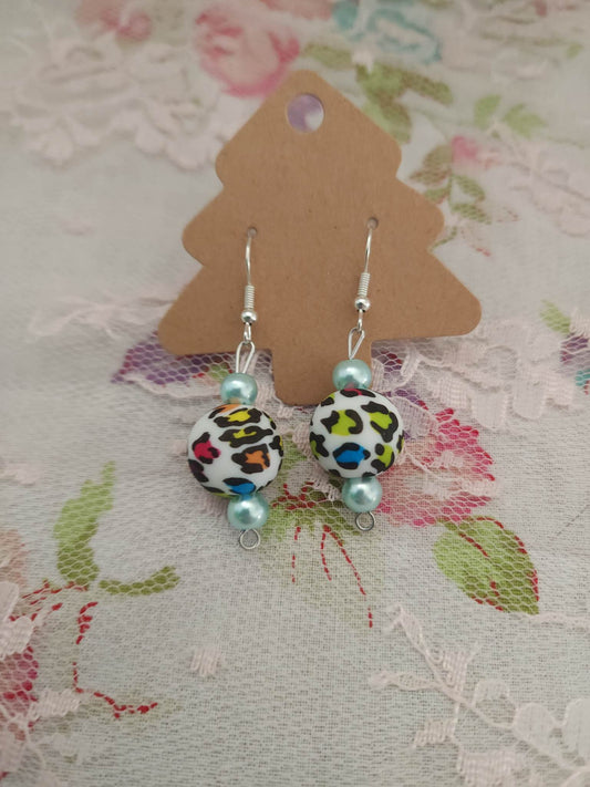 Rainbow Cheetah Print Dangle Earrings