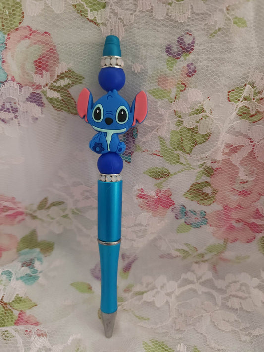 Blue Alien Beaded Pen