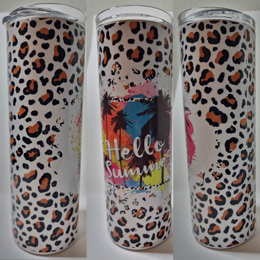 Hello Summer Cheetah Print 20 oz Tumbler
