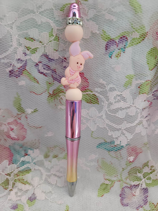 Pink Pig Beaded Pen