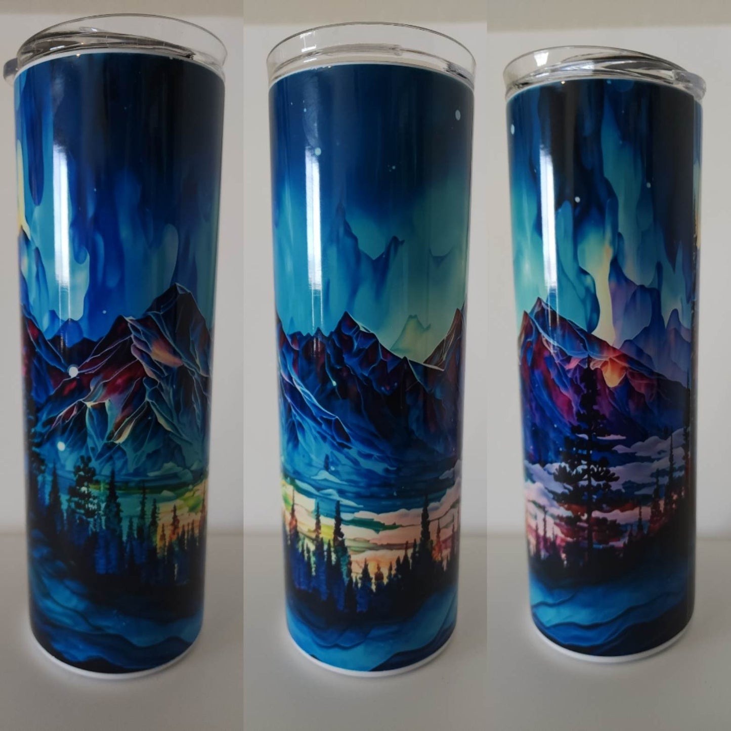 Blue colored Northern lights 20 oz Tumbler