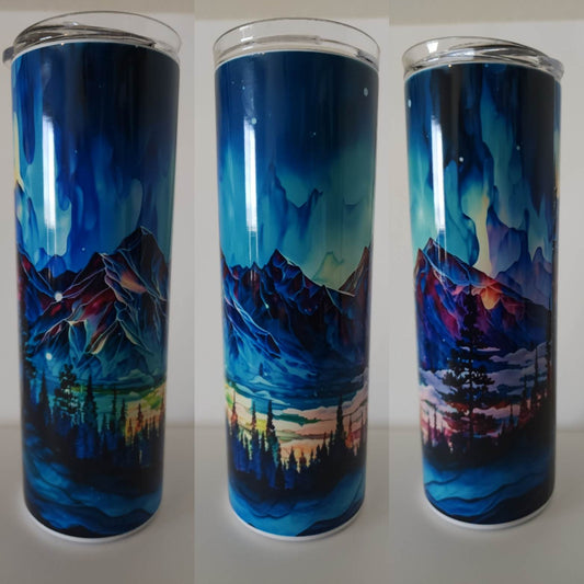 Blue colored Northern lights 20 oz Tumbler